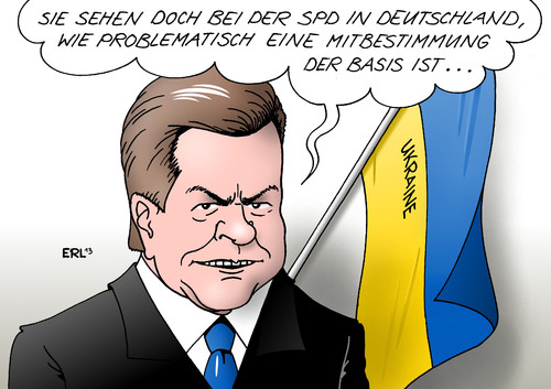 Cartoon: Janukowitsch (medium) by Erl tagged ukraine,präsident,viktor,janukowitsch,machtkampf,oppsition,richtung,eu,russland,demokratie,volk,basis,deutschland,spd,mitgliederentscheid,koalitionsvertrag,große,koalition,schwarz,rot,cdu,csu,sigmar,gabriel,ukraine,präsident,viktor,janukowitsch,machtkampf,oppsition,richtung,eu,russland,demokratie,volk,basis,deutschland,spd,mitgliederentscheid,koalitionsvertrag,große,koalition,schwarz,rot,cdu,csu,sigmar,gabriel