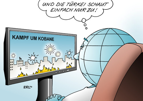 Cartoon: Kampf um Kobane (medium) by Erl tagged kobane,stadt,kurden,syrien,angriff,is,terror,kalifat,islamismus,grenze,türkei,beobachter,welt,erde,hilfe,unterstützung,luftangriffe,usa,verbündete,zuschauer,fernsehen,fernsehzuschauer,kobane,stadt,kurden,syrien,angriff,is,terror,kalifat,islamismus,grenze,türkei,beobachter,welt,erde,hilfe,unterstützung,luftangriffe,usa,verbündete,zuschauer,fernsehen,fernsehzuschauer