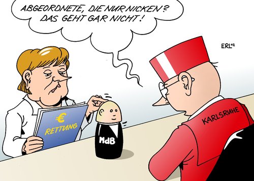 Cartoon: Karlsruhe (medium) by Erl tagged bundesverfassungsgericht,karlsruhe,euro,rettung,regierung,schwarz,gelb,cdu,csu,fdp,entscheidungen,rettungsschirm,bundestag,abnicken,schwächung,umgehung,verfassungswidrig,bundesverfassungsgericht,karlsruhe,rettung,rettungsschirm