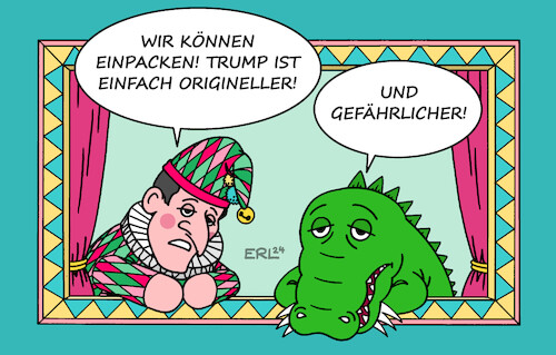 Cartoon: Kasperltheater (medium) by Erl tagged politik,usa,wahl,sieger,donald,trump,präsident,kabinett,berater,fanatisch,gefährlich,unfähig,kasperltheater,karikatur,erl,politik,usa,wahl,sieger,donald,trump,präsident,kabinett,berater,fanatisch,gefährlich,unfähig,kasperltheater,karikatur,erl