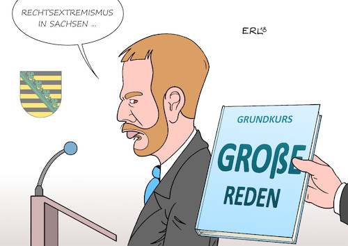 Cartoon: Kleingedruckstes (medium) by Erl tagged sachsen,ministerpräsident,michael,kretschmer,rede,regierungserklärung,landtag,ausschreitungen,chemnitz,rechtsextremismus,kleingeredet,vorgänger,tradition,karikatur,erl,sachsen,ministerpräsident,michael,kretschmer,rede,regierungserklärung,landtag,ausschreitungen,chemnitz,rechtsextremismus,kleingeredet,vorgänger,tradition,karikatur,erl