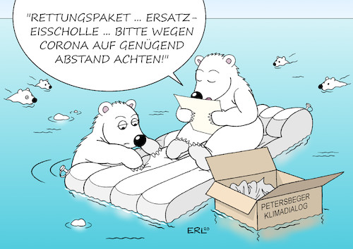 Cartoon: Klimadialog (medium) by Erl tagged politik,klima,klimakrise,klimawandel,erderwärmung,co2,schmelze,eis,arktis,antarktis,polkappen,eisbären,eisscholle,luftmatratze,klimaschutz,petersberger,klimadialog,corona,pandemie,virus,abstand,karikatur,erl,politik,klima,klimakrise,klimawandel,erderwärmung,co2,schmelze,eis,arktis,antarktis,polkappen,eisbären,eisscholle,luftmatratze,klimaschutz,petersberger,klimadialog,corona,pandemie,virus,abstand,karikatur,erl