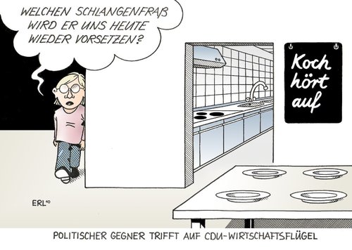 Cartoon: Koch (medium) by Erl tagged koch,roland,rücktritt,rückzug,konservativ,witschaftsflügel,cdu,hessen,reizfigur,gegner,roland koch,cdu,hessen,ministerpräsident,rücktritt,rückzug,abschied,konservativ,volkspartei,lücke,roland,koch