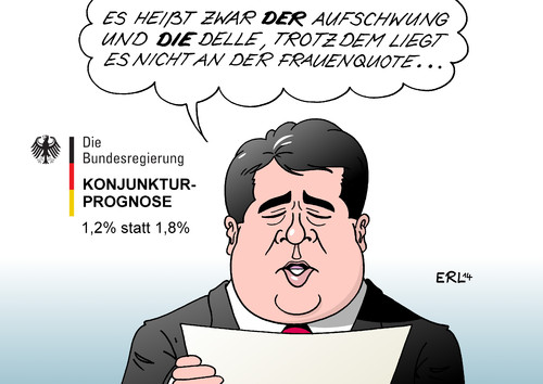 Cartoon: Konjunkturprognose (medium) by Erl tagged wirtschaft,konjunktur,prognose,konjunkturprognose,aufschwung,delle,kritik,frauenquote,vorstand,belastung,cdu,csu,spd,wirtschaftsminister,sigmar,gabriel,wirtschaft,konjunktur,prognose,konjunkturprognose,aufschwung,delle,kritik,frauenquote,vorstand,belastung,cdu,csu,spd,wirtschaftsminister,sigmar,gabriel