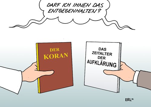 Cartoon: Koranverteilung (medium) by Erl tagged koran,verteilung,verbreitung,deutschland,salafisten,verfassungsschutz,zeitalter,aufklärung,ratio,vernunft,philosophie,religion,islam,muslimisch,glaube,wissen,koran,verteilung,verbreitung,deutschland,salafisten,verfassungsschutz,zeitalter,aufklärung,islam,wissen,glaube,philosophie,vernunft