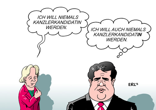 Cartoon: Kraft (medium) by Erl tagged hannelore,kraft,ministerpräsidentin,nrw,verzicht,kanzlerkandidatur,kanzlerkandidatin,spd,vorsitz,sigmar,gabriel,hannelore,kraft,ministerpräsidentin,nrw,verzicht,kanzlerkandidatur,kanzlerkandidatin,spd,vorsitz,sigmar,gabriel