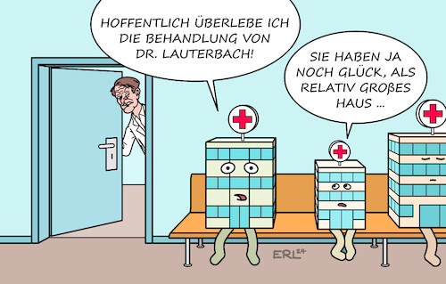 Cartoon: Krankenhausreform (medium) by Erl tagged politik,gesundheit,medizin,klinik,krankenhaus,reform,krankenhausreform,abschaffung,fallpauschale,spezialisierung,qualität,behandlung,vergütung,vorhalten,leistungen,gesundheitsminister,doktor,karl,lauterbach,arzt,wartezimmer,krankenhaussterben,angst,kliniken,krankenhäuser,patientinnen,patienten,karikatur,erl,politik,gesundheit,medizin,klinik,krankenhaus,reform,krankenhausreform,abschaffung,fallpauschale,spezialisierung,qualität,behandlung,vergütung,vorhalten,leistungen,gesundheitsminister,doktor,karl,lauterbach,arzt,wartezimmer,krankenhaussterben,angst,kliniken,krankenhäuser,patientinnen,patienten,karikatur,erl