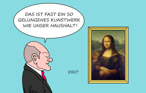 Cartoon: Kunstwerk (medium) by Erl tagged politik,bundesregierung,ampel,spd,grüne,fdp,einigung,haushalt,2025,nachtragshaushalt,2024,streit,verhandlungen,lange,finanzminister,christian,lindner,wirtschaftsminister,robert,habeck,bundeskanzler,olaf,scholz,kunstwerk,gemälde,mona,lisa,leonardo,da,vinci,museum,louvre,karikatur,erl,politik,bundesregierung,ampel,spd,grüne,fdp,einigung,haushalt,2025,nachtragshaushalt,2024,streit,verhandlungen,lange,finanzminister,christian,lindner,wirtschaftsminister,robert,habeck,bundeskanzler,olaf,scholz,kunstwerk,gemälde,mona,lisa,leonardo,da,vinci,museum,louvre,karikatur,erl