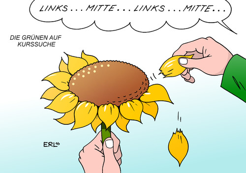 Cartoon: Kurssuche (medium) by Erl tagged bündnis,90,die,grünen,partei,parteitag,kurs,suche,links,mitte,fundis,realos,sonnenblume,ökologie,ökonomie,umweltschutz,wirtschaft,progressiv,konservativ,karikatur,erl,bündnis,90,die,grünen,partei,parteitag,kurs,suche,links,mitte,fundis,realos,sonnenblume,ökologie,ökonomie,umweltschutz,wirtschaft,progressiv,konservativ,karikatur,erl