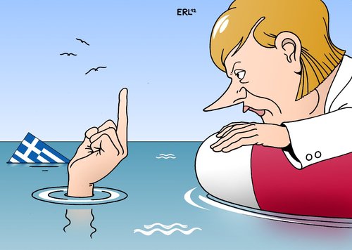 Cartoon: Lebenszeichen (medium) by Erl tagged griechenland,schulden,krise,euro,eu,merkel,besuch,protest,demonstration,rettungsschirm,hilfe,rettungsring,geld,zeit,währung,griechenland,schulden,krise,euro,eu,merkel,besuch,protest,demonstration,rettungsschirm,hilfe,rettungsring,geld,zeit,währung