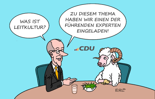 Cartoon: Leitkultur (medium) by Erl tagged politik,partei,cdu,parteitag,vorsitzender,friedrich,merz,grundsatzprogramm,richtung,konservativ,leitkultur,begriff,unklar,füllen,inhalte,erklärung,experte,führend,schafbock,leithammel,hammel,karikatur,erl,politik,partei,cdu,parteitag,vorsitzender,friedrich,merz,grundsatzprogramm,richtung,konservativ,leitkultur,begriff,unklar,füllen,inhalte,erklärung,experte,führend,schafbock,leithammel,hammel,karikatur,erl