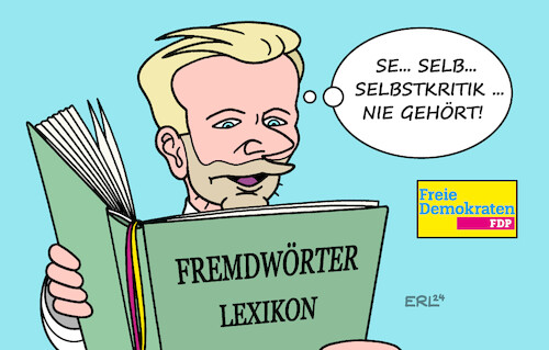 Cartoon: Lindner (medium) by Erl tagged politik,wahlen,absturz,grüne,rücktritt,vorstand,fdp,selbstkritik,fremdwort,lindner,karikatur,erl,politik,wahlen,absturz,grüne,rücktritt,vorstand,fdp,selbstkritik,fremdwort,lindner,karikatur,erl