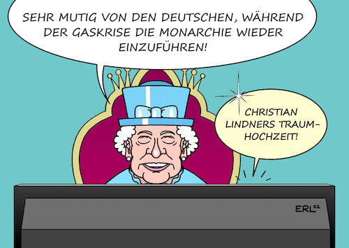 Cartoon: Lindners Kollegin (medium) by Erl tagged politik,demokratie,monarchie,deutschland,energiepreise,kostenexpolsion,gas,gaspreis,knappheit,krise,finanzminister,christian,lindner,hochzeit,traumhochzeit,luxus,sylt,royal,queen,elizabeth,ii,karikatur,erl,politik,demokratie,monarchie,deutschland,energiepreise,kostenexpolsion,gas,gaspreis,knappheit,krise,finanzminister,christian,lindner,hochzeit,traumhochzeit,luxus,sylt,royal,queen,elizabeth,ii,karikatur,erl