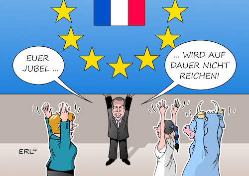 Cartoon: Macron (medium) by Erl tagged frankreich,wahl,präsidentschaftswahl,sieger,emmanuel,macron,en,marche,präsident,europafreundlich,eu,hoffnungsträger,jubel,europa,stier,bundeskanzlerin,angela,merkel,unterstützung,reformen,verhinderung,marine,le,pen,rechtspopulismus,rechtsextremismus,nationalismus,rassismus,abschottung,karikatur,erl,frankreich,wahl,präsidentschaftswahl,sieger,emmanuel,macron,en,marche,präsident,europafreundlich,eu,hoffnungsträger,jubel,europa,stier,bundeskanzlerin,angela,merkel,unterstützung,reformen,verhinderung,marine,le,pen,rechtspopulismus,rechtsextremismus,nationalismus,rassismus,abschottung,karikatur,erl