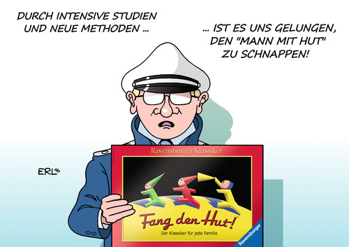 Cartoon: Mann mit Hut (medium) by Erl tagged belgien,brüssel,terroranschlag,terror,anschlag,täter,terrosrist,mann,mit,hut,polizei,verhaftung,fahndung,spiel,fang,den,karikatur,erl,belgien,brüssel,terroranschlag,terror,anschlag,täter,terrosrist,mann,mit,hut,polizei,verhaftung,fahndung,spiel,fang,den,karikatur,erl