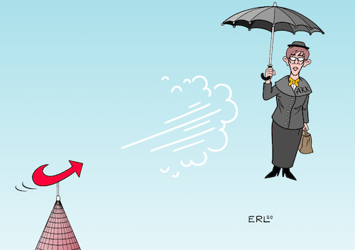 Cartoon: Mary Poppins (medium) by Erl tagged politik,thüringen,landtag,wahl,ministerpräsident,fdp,stimmen,afd,björn,höcke,rechtsextremismus,flügel,cdu,annegret,kramp,karrenbauer,führungsschwäche,krise,rückzug,parteivorsitz,kanzlerkandidatur,sturmtief,sabine,wind,mary,poppins,karikatur,erl,politik,thüringen,landtag,wahl,ministerpräsident,fdp,stimmen,afd,björn,höcke,rechtsextremismus,flügel,cdu,annegret,kramp,karrenbauer,führungsschwäche,krise,rückzug,parteivorsitz,kanzlerkandidatur,sturmtief,sabine,wind,mary,poppins,karikatur,erl