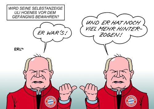 Cartoon: Mehr Uli Hoeneß (medium) by Erl tagged uli,hoeneß,selbstanzeige,steuerhinterziehung,schwarzgeld,prozess,gericht,freispruch,gefängnis,bewährung,geldstrafe,sport,fußball,präsident,bayern,münchen,uli,hoeneß,selbstanzeige,steuerhinterziehung,schwarzgeld,prozess,gericht,freispruch,gefängnis,bewährung,geldstrafe,sport,fußball,präsident,bayern,münchen