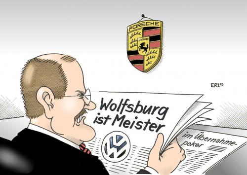 Cartoon: Meister (medium) by Erl tagged volkswagen,porsche,übernahme,wendelin,wiedeking,vfl,wolfsburg,fußball,meister,auto,cartoon,cartoons,volkswagen,übernahme,wendelin,wiedeking,vfl,wolfsburg,fußball,meister,auto,autos,industrie,autoindustrie,automobilindustrie,pleite,wirtschaft