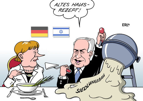 Cartoon: Merkel Netanjahu (medium) by Erl tagged bundeskanzlerin,angela,merkel,deutschland,israel,premierminister,benjamin,netanjahu,nahost,friede,konflikt,palästinenser,palästina,siedlungsbau,beton,mörtel,betonmischer,essen,bundeskanzlerin,angela,merkel,deutschland,israel,premierminister,benjamin,netanjahu,nahost,friede,konflikt,palästinenser,palästina,siedlungsbau,beton,mörtel,betonmischer,essen