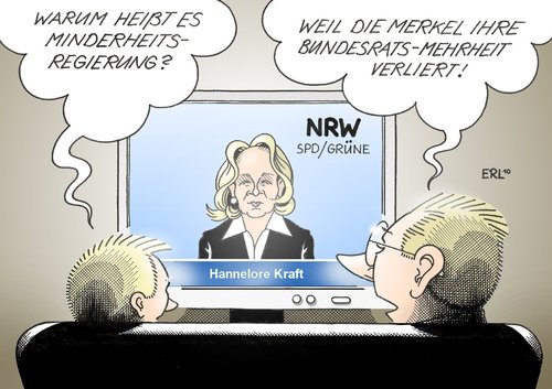 Cartoon: Minderheitsregierung (medium) by Erl tagged nrw,minderheitsregierung,spd,grüne,hannelore,kraft,angela,merkel,bundesrat,mehrheit,cdu,csu,fdp,schwarz,gelb,weg,nrw,minderheitsregierung,spd,grüne,hannelore kraft,angela merkel,bundesrat,mehrheit,cdu,fdp,schwarz,gelb,weg,hannelore,kraft,angela,merkel