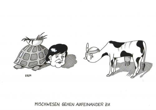 Cartoon: Mischwesen (medium) by Erl tagged gesundheit,ulla,schmidt,arzt,gesundheit,ulla,schmidt,arzt,schildkröte,kuh,euter,gras,futter,geld,mischwesen,chimeras,ausgehungert,armut,hunger,medizin