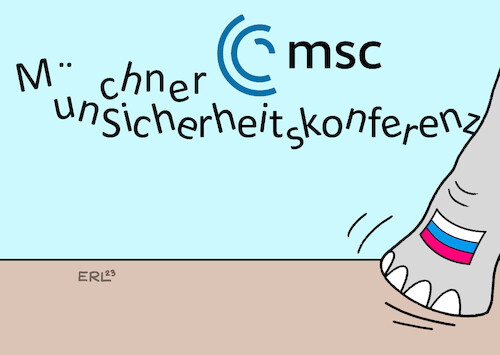 Cartoon: Münchner Sicherheitskonferenz (medium) by Erl tagged politik,münchner,sicherheitskonferenz,munich,security,conference,msc,krieg,wladimir,putin,russland,ukraine,bedrohung,unsicherheit,erschütterung,elefant,karikatur,erl,politik,münchner,sicherheitskonferenz,munich,security,conference,msc,krieg,wladimir,putin,russland,ukraine,bedrohung,unsicherheit,erschütterung,elefant,karikatur,erl