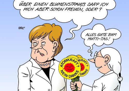 Cartoon: Mutti-Tag (medium) by Erl tagged merkel,bin,laden,tötung,freude,kritik,kirche,ethik,moral,muttertag,mutti,blumenstrauß,atomkraft,atomenergie,ausstieg,energiewende,angela merkel,osama bin laden,tötung,freude,ethik,moral,muttertag,mutti,blumenstrauß,atomenergie,atomkraft,energiewende,ausstieg,angela,merkel,osama,bin,laden