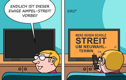 Cartoon: Nach dem Streit ... (medium) by Erl tagged politik,ampelstreit,ampel,aus,streit,merz,scholz,neuwahlen,termin,karikatur,erl,politik,ampelstreit,ampel,aus,streit,merz,scholz,neuwahlen,termin,karikatur,erl