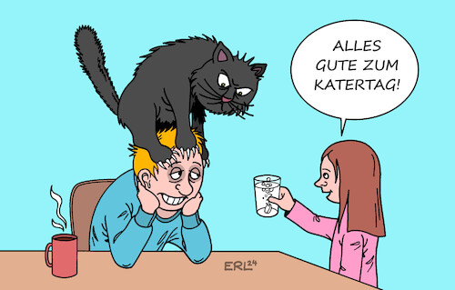 Cartoon: Nach dem Vatertag (medium) by Erl tagged politik,gesellschaft,feiertag,christi,himmelfahrt,vatertag,bollerwagen,alkohol,tag,danach,kater,gratulation,kinder,vater,kopfschmerzen,aspirin,karikatur,erl,politik,gesellschaft,feiertag,christi,himmelfahrt,vatertag,bollerwagen,alkohol,tag,danach,kater,gratulation,kinder,vater,kopfschmerzen,aspirin,karikatur,erl