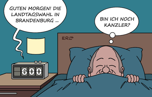 Cartoon: Nach der Wahl (medium) by Erl tagged politik,wahl,brandenburg,woidke,spd,schicksal,olaf,scholz,kanzler,morgen,bett,karikatur,erl,politik,wahl,brandenburg,woidke,spd,schicksal,olaf,scholz,kanzler,morgen,bett,karikatur,erl