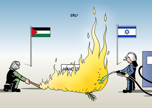 Cartoon: Nahost Brand (medium) by Erl tagged israel,palästina,gaza,gazastreifen,hamas,raketen,luftangriff,militärschlag,rache,vergeltung,feuer,brand,nahost,feuerwehr,benzin,israel,palästina,gaza,gazastreifen,hamas,raketen,luftangriff,militärschlag,rache,vergeltung,feuer,brand,nahost,feuerwehr,benzin