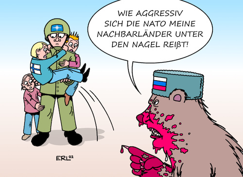 Cartoon: NATO (medium) by Erl tagged politik,krieg,angriff,überfall,kriegsverbrechen,massaker,wladimir,putin,raubtier,bär,russland,ukraine,nachbarländer,schutz,nato,bündnis,militär,finnland,schweden,karikatur,erl,politik,krieg,angriff,überfall,kriegsverbrechen,massaker,wladimir,putin,raubtier,bär,russland,ukraine,nachbarländer,schutz,nato,bündnis,militär,finnland,schweden,karikatur,erl