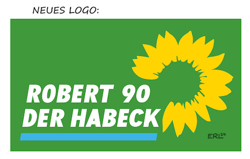 Cartoon: Neues Logo (medium) by Erl tagged politik,bündnis,90,die,grünen,rücktritt,vorstand,grüne,jugend,partei,robert,habeck,logo,karikatur,erl,politik,bündnis,90,die,grünen,rücktritt,vorstand,grüne,jugend,partei,robert,habeck,logo,karikatur,erl