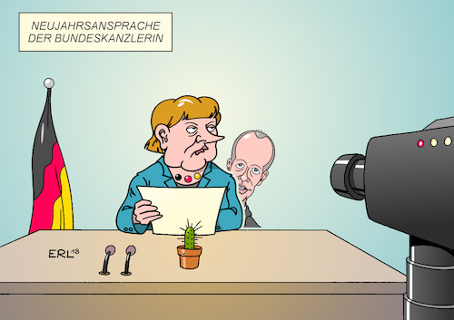 Cartoon: Neujahrsansprache (medium) by Erl tagged politik,jahreswechsel,2018,2019,silvester,neujahr,fernsehen,neujahrsansprache,bundeskanzlerin,angela,merkel,ambitionen,kanzleramt,kanzler,friedrich,merz,karikatur,erl,politik,jahreswechsel,2018,2019,silvester,neujahr,fernsehen,neujahrsansprache,bundeskanzlerin,angela,merkel,ambitionen,kanzleramt,kanzler,friedrich,merz,karikatur,erl