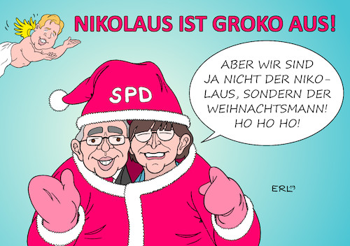 Cartoon: Nikolaus ist Groko aus (medium) by Erl tagged politik,partei,spd,wahl,spitzenduo,vorsitzende,norbert,walter,borjans,saskia,esken,werbung,austritt,groko,große,koalition,zurückrudern,nikolaus,weihnachtsmann,engel,kevin,kühnert,jusos,karikatur,erl,politik,partei,spd,wahl,spitzenduo,vorsitzende,norbert,walter,borjans,saskia,esken,werbung,austritt,groko,große,koalition,zurückrudern,nikolaus,weihnachtsmann,engel,kevin,kühnert,jusos,karikatur,erl