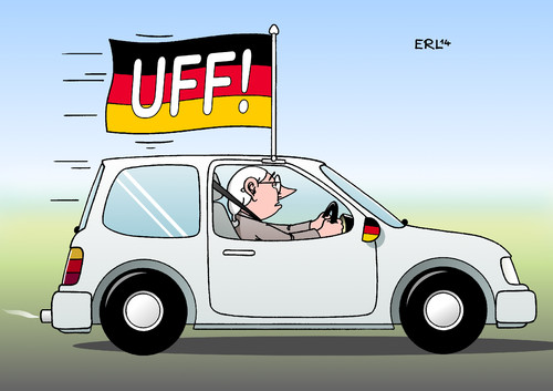 Cartoon: Nochmal gut gegangen! (medium) by Erl tagged fußball,weltmeisterschaft,wm,achtelfinale,deutschland,algerien,sieg,knapp,uff,auto,autocorso,fahne,fußball,weltmeisterschaft,wm,achtelfinale,deutschland,algerien,sieg,knapp,uff,auto,autocorso,fahne