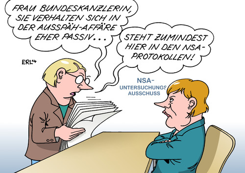 Cartoon: NSA-Untersuchungsausschuss (medium) by Erl tagged nsa,geheimdienst,usa,überwachung,ausspähaffäre,eu,deutschland,internet,telefon,smartphone,untersuchungsausschuss,protokoll,merkel,nsa,geheimdienst,usa,überwachung,ausspähaffäre,eu,deutschland,internet,telefon,smartphone,untersuchungsausschuss,protokoll,merkel