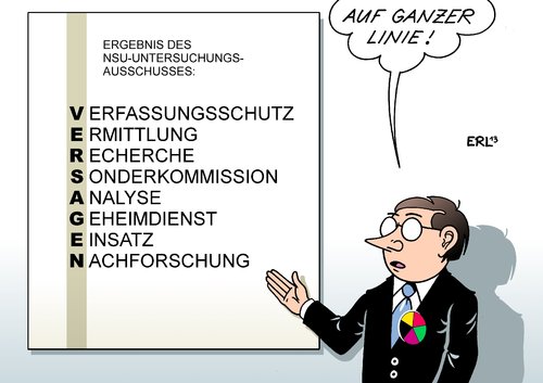 Cartoon: NSU-Untersuchungsausschuss (medium) by Erl tagged nsu,mord,morde,opfer,verdacht,ermittlung,behörden,verfassungsschutz,geheimdienst,polizei,fahndung,recherche,sonderkommission,analyse,einsatz,nachforschung,versagen,linie,ergebnis,untersuchungsausschuss,partei,schwarz,gelb,rot,grün,dunkelrot,cdu,csu,fdp,spd,grüne,linke,nsu,mord,morde,opfer,verdacht,ermittlung,behörden,verfassungsschutz,geheimdienst,polizei,fahndung,recherche,sonderkommission,analyse,einsatz,nachforschung,versagen,linie,ergebnis,untersuchungsausschuss,partei,schwarz,gelb,rot,grün,dunkelrot,cdu,csu,fdp,spd,grüne,linke