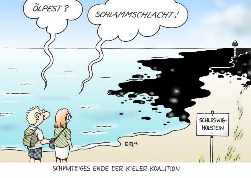 Cartoon: Ölpest (medium) by Erl tagged schleswig,holstein,große,koalition,enge,schmutzig,schlammschlacht,ölpest,nordsee,ostsee,kiel,schleswig holstein,große koalition,schmutzig,schlammschlacht,ölpest,nordsee,ostsee,kiel,öl,schlamm,kieler koalition,schwelswig holstein,schleswig,holstein,große,koalition,kieler,schwelswig