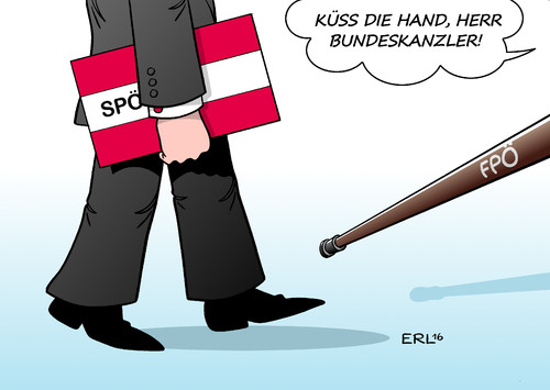 Cartoon: Österreich (medium) by Erl tagged österreich,bundeskanzler,neu,christian,kern,spö,bundespräsident,wahl,favorit,norbert,hofer,fpö,rechtspopulismus,gehstock,knüppel,zwischen,beine,neuwahlen,karikatur,erl,österreich,bundeskanzler,neu,christian,kern,spö,bundespräsident,wahl,favorit,norbert,hofer,fpö,rechtspopulismus,gehstock,knüppel,zwischen,beine,neuwahlen,karikatur,erl