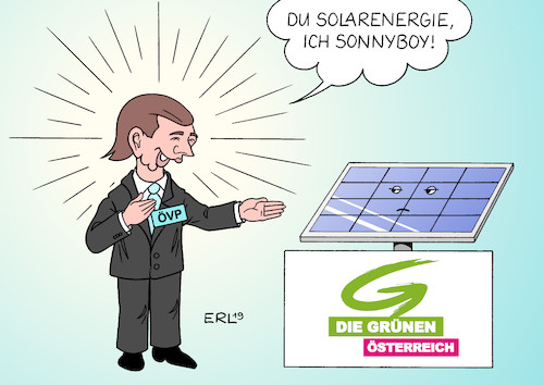 Cartoon: ÖVP Grüne (medium) by Erl tagged politik,wahlen,parlament,nationalrat,österreich,ibiza,affäre,strache,ex,kanzler,sebastian,kurz,övp,wahlsieger,koalitionspartner,grüne,spö,fpö,solarenergie,sonne,sonnyboy,farben,karikatur,erl,politik,wahlen,parlament,nationalrat,österreich,ibiza,affäre,strache,ex,kanzler,sebastian,kurz,övp,wahlsieger,koalitionspartner,grüne,spö,fpö,solarenergie,sonne,sonnyboy,farben,karikatur,erl