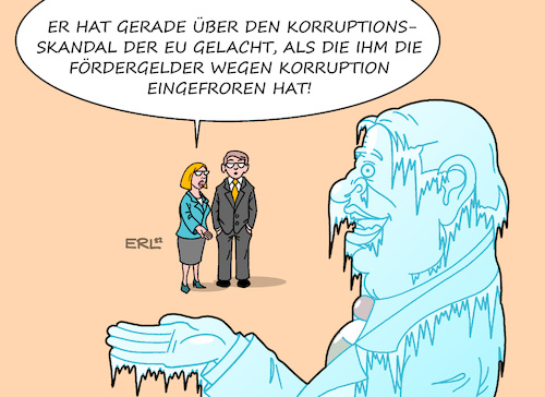 Cartoon: Orban (medium) by Erl tagged politik,korruptionsskandal,eu,eva,kaili,geld,katar,schadenfreude,viktor,orban,ungarn,korruption,reaktion,einfrieren,fördergelder,teil,karikatur,erl,politik,korruptionsskandal,eu,eva,kaili,geld,katar,schadenfreude,viktor,orban,ungarn,korruption,reaktion,einfrieren,fördergelder,teil,karikatur,erl