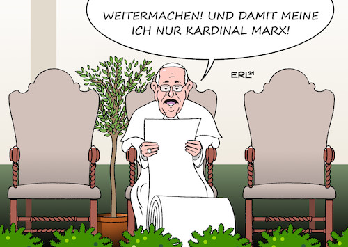 Cartoon: Papst (medium) by Erl tagged politik,religion,glaube,kirche,katholisch,papst,ablehnung,rücktritt,gesuch,angebot,kardinal,reinhard,marx,verantwortung,zeichen,vertuschung,bagatellisierung,kindesmissbrauch,sexualverbrechen,verbrechen,geistliche,karikatur,erl,politik,religion,glaube,kirche,katholisch,papst,ablehnung,rücktritt,gesuch,angebot,kardinal,reinhard,marx,verantwortung,zeichen,vertuschung,bagatellisierung,kindesmissbrauch,sexualverbrechen,verbrechen,geistliche,karikatur,erl