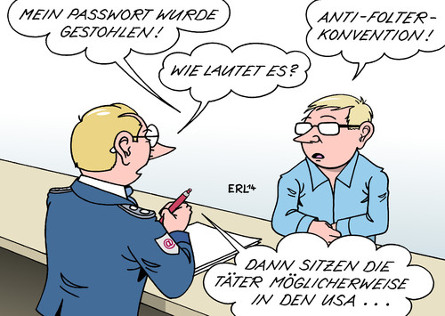 Cartoon: Passwort 2 (medium) by Erl tagged internet,account,konto,passwort,diebstahl,daten,folter,antifolterkonvention,un,usa,internet,account,konto,passwort,diebstahl,daten,folter,antifolterkonvention,un,usa