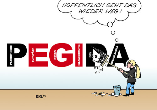 Cartoon: PEGIDA (medium) by Erl tagged pegida,demonstration,bündnis,bewegung,rechtspopulismus,rechtsextremismus,gründer,lutz,bachmann,verkleidung,hitler,rücktritt,schaden,kathrin,oertel,dresden,islamisierung,islamismus,abendland,fremdenfeindlichkeit,karikatur,erl,pegida,demonstration,bündnis,bewegung,rechtspopulismus,rechtsextremismus,gründer,lutz,bachmann,verkleidung,hitler,rücktritt,schaden,kathrin,oertel,dresden,islamisierung,islamismus,abendland,fremdenfeindlichkeit