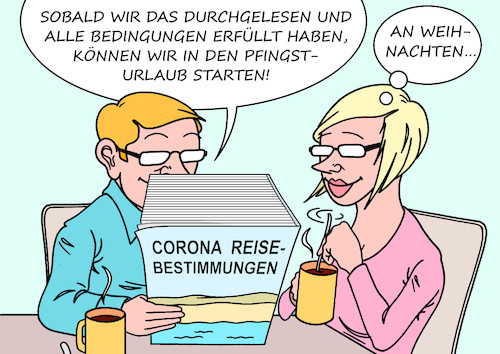 Cartoon: Pfingsturlaub (medium) by Erl tagged politik,corona,virus,pandemie,covid19,dritte,welle,lockdown,lockerungen,öffnungen,reisen,urlaub,pfingsten,pfingsturlaub,bestimmungen,regeln,impfung,geimpfte,getestete,genesene,inzidenzwert,länder,vielfalt,durchblick,karikatur,erl,politik,corona,virus,pandemie,covid19,dritte,welle,lockdown,lockerungen,öffnungen,reisen,urlaub,pfingsten,pfingsturlaub,bestimmungen,regeln,impfung,geimpfte,getestete,genesene,inzidenzwert,länder,vielfalt,durchblick,karikatur,erl