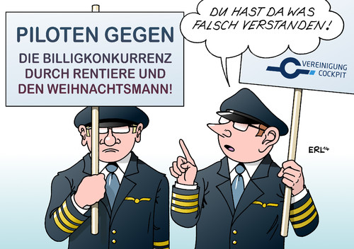 Cartoon: Pilotenstreik (medium) by Erl tagged streik,pilot,piloten,lufthansa,altersversorgung,rente,konkurrenz,billig,billigkonkurrenz,gewerkschaft,cockpit,rentier,weihnachtsmann,karikatur,erl,streik,pilot,piloten,lufthansa,altersversorgung,rente,konkurrenz,billig,billigkonkurrenz,gewerkschaft,cockpit,rentier,weihnachtsmann