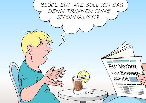 Cartoon: Plastikmüll (medium) by Erl tagged politik,eu,europäische,union,europa,plan,gesetz,verbot,einwegplastik,plastik,strohhalm,besteck,geschirr,plastikmüll,mikroplastik,meer,meere,ozean,ozeane,protest,widerstand,nörgeln,bequemlichkeit,dummheit,umwelt,umweltpolitik,umweltschutz,zeitung,getränk,karikatur,erl,politik,eu,europäische,union,europa,plan,gesetz,verbot,einwegplastik,plastik,strohhalm,besteck,geschirr,plastikmüll,mikroplastik,meer,meere,ozean,ozeane,protest,widerstand,nörgeln,bequemlichkeit,dummheit,umwelt,umweltpolitik,umweltschutz,zeitung,getränk,karikatur,erl