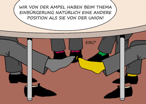 Cartoon: FDP (medium) by Erl tagged politik,bundesregierung,ampel,spd,grüne,erleichterung,einbürgerung,kritik,union,cdu,csu,fdp,regierungspartei,kungeln,opposition,tisch,füße,socken,karikatur,erl,politik,bundesregierung,ampel,spd,grüne,erleichterung,einbürgerung,kritik,union,cdu,csu,fdp,regierungspartei,kungeln,opposition,tisch,füße,socken,karikatur,erl