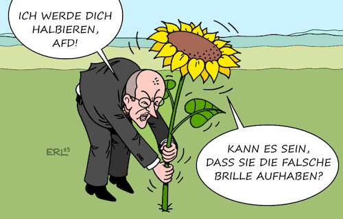 Cartoon: Merz (medium) by Erl tagged politik,cdu,vorsitz,friedrich,merz,strategie,halbierung,afd,gegner,grüne,sinn,unsinn,sonnenblume,brille,karikatur,erl,politik,cdu,vorsitz,friedrich,merz,strategie,halbierung,afd,gegner,grüne,sinn,unsinn,sonnenblume,brille,karikatur,erl